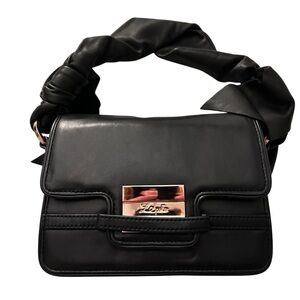 Z Spoke by Zac Posen Black Leather Top Handle Bag with Rose Gold hardware